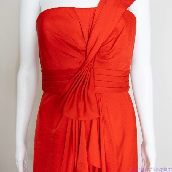 BCBGMaxAzria Palais One Shoulder‎ Cocktail Prom Dress, jewel red, size 8 - Picture 6 of 16